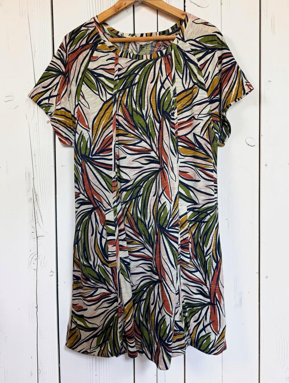Nanette Lepore Play Women's Multicolor Tropical Leaf Shift Dress Size XL Coastal